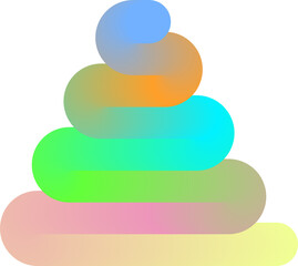 Colorful 3D Abstract Gradient Ramp Shape Illustration Isolated on a Transparent Background