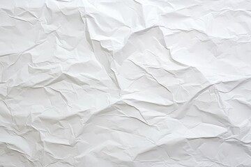 Obraz premium Crumpled white paper background. Wrapped paper sheet texture, top view. Abstract gray paper surface closeup. Generative AI image