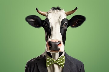 Portrait of a cow. Bull cute portrait generative by AI