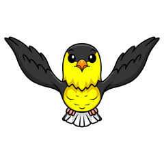 Cute common backyard bird cartoon flying