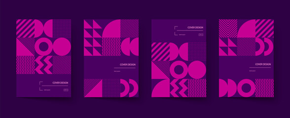 Trendy colorful covers design. Minimal simple bold shapes compositions. Modern geometric patterns set. Applicable for brochures, posters, covers and banners.