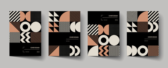 Trendy colorful covers design. Minimal simple bold shapes compositions. Modern geometric patterns set. Applicable for brochures, posters, covers and banners.