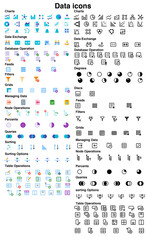 modern thin line icons set of web development, video games, 3d modeling, network technology, cloud data technology, and creative process.Database icons set, 100 big data universal icons set.