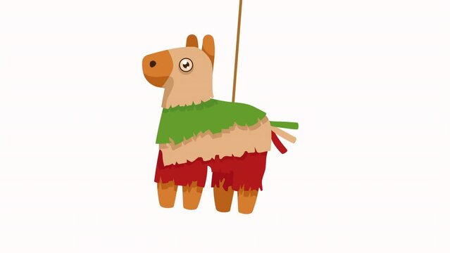 mexican culture pinata hanging celebration animation