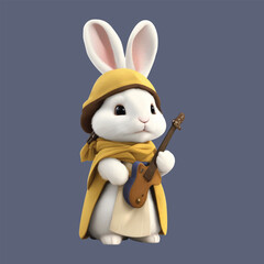 Rabbit sticker vector template. Hare animal character for t shirt design, scrapbook, mug, poster