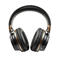 headphone isolated on transparent background ,black headphone isolated ,generative ai