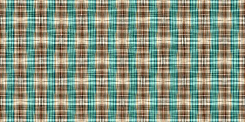 Teal rustic coastal beach house border check fabric tile. Seamless sailor flannel edging trim textile. Gingham blur rustic banner ribbon endless tape.
