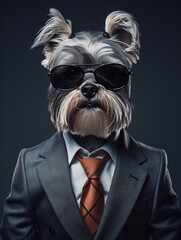 An Anthropomorphic Dog Dressed up as a Cool Business Man in a Suit | Generative AI