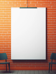 an illustration of a blank poster hung on a wall created by generative AI