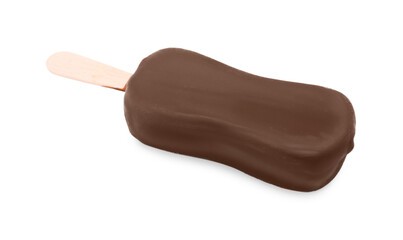 Delicious glazed ice cream bar isolated on white