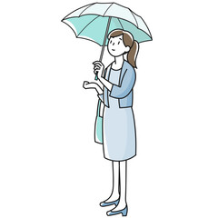 傘をさす若い女性