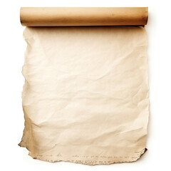Old, vintage parchment isolated on white. Paper background. Generative AI