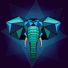 elephant head vector and blue © Jonatan