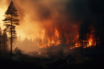 Naklejka premium fire in the forest