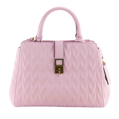 Cutout of an isolated luxurious pink leather handbag with the transparent png  - obrazy, fototapety, plakaty