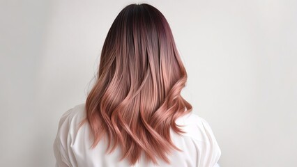 Modern Hair Trends Ombre or Balayage Technique on Woman's Hair from the Back, Generative AI