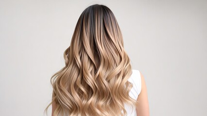 Fototapeta premium Chic Hair Transformation Ombre or Balayage Hairstyle from the Back, Generative AI
