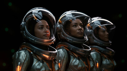 astronaut in an astronaut suit in space, fictional place and happening, helmet with glass visor, amazed or curious