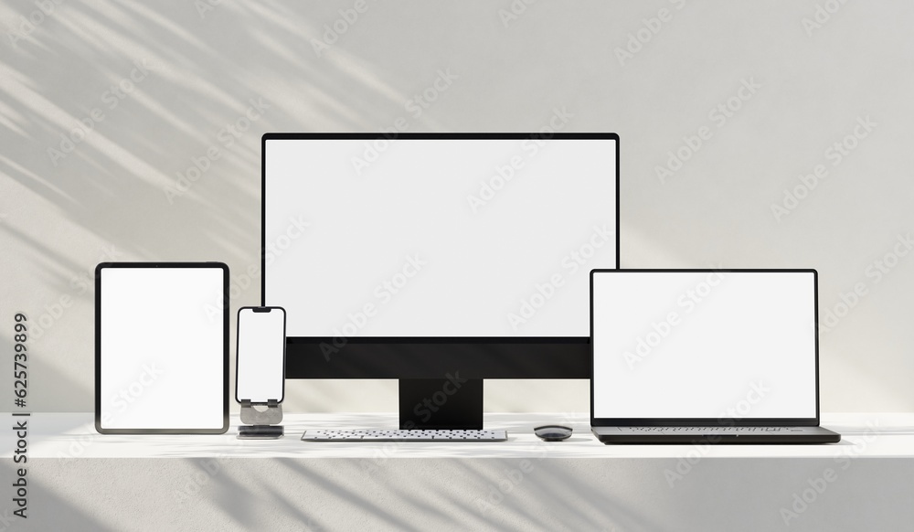 Canvas Prints responsive web design and website mockup, devices mock up, smartphone desktop tablet laptop template