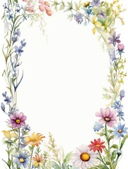 Fototapeta premium Vintage Luxury wedding invitation card template. template, Water Color Pastel Flower and bloom, Wedding decorative perfect rectangle frame border with gold line art, leaves branches, foliage. Elegant