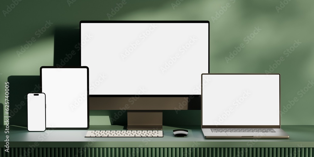 Canvas Prints responsive web design and website mockup, devices mock up, smartphone desktop tablet laptop template