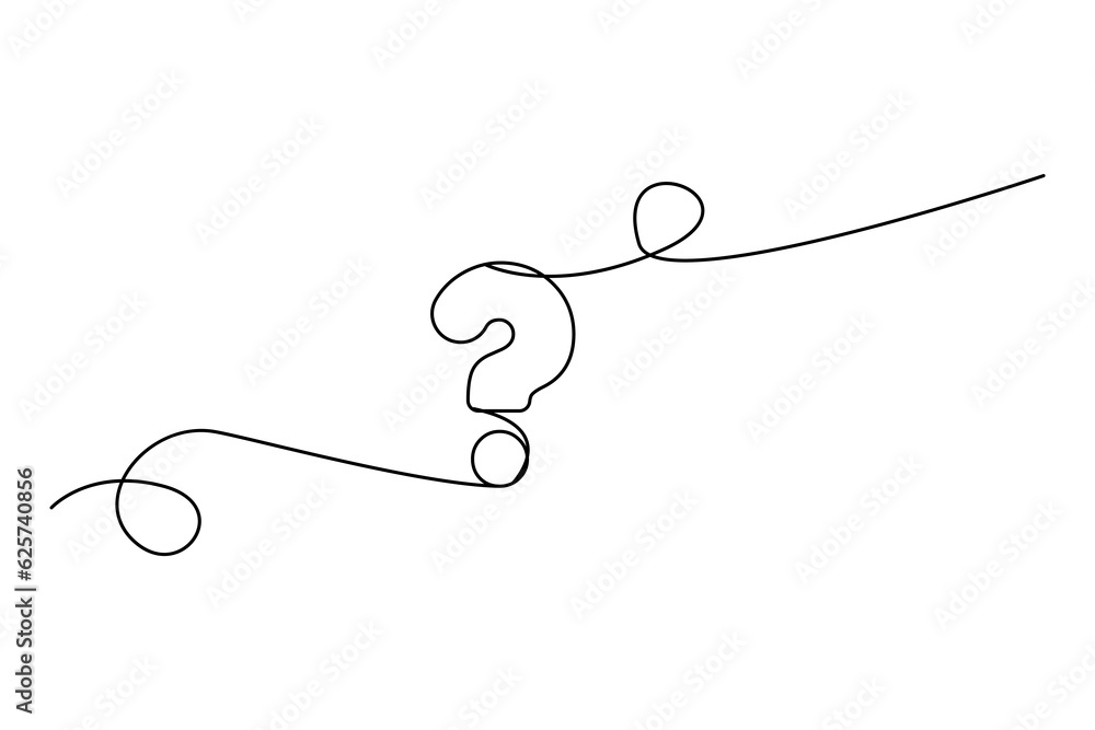 Poster question mark linear. one continuous line question mark. vector illustration. stock image.