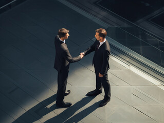 a two-businessman hand shaking in an isometric view created by generative AI
