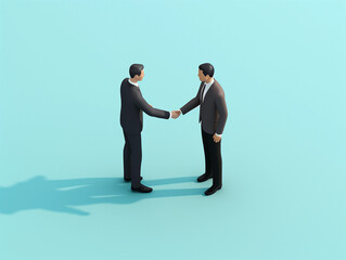 a two-businessman hand shaking in an isometric view created by generative AI