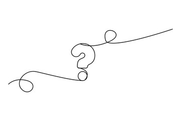 Question mark linear. One continuous line question mark. Vector illustration. stock image.