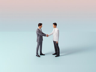 a two-businessman hand shaking in an isometric view created by generative AI