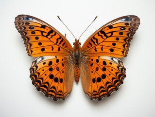 A colourful orange butterfly on a white background