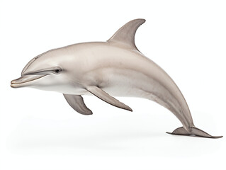 Dolphin moving left on and isolated white background 