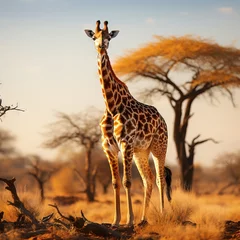 Poster Wildlife a full body photography of a giraffe in the savanna © omachucam