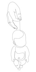 One continuous line of hand with baby. Thin Line Illustration vector concept. Contour Drawing Creative ideas.