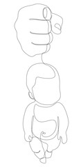 One continuous line of hand with baby. Thin Line Illustration vector concept. Contour Drawing Creative ideas.