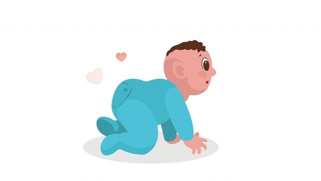 cute new born crawling character animation