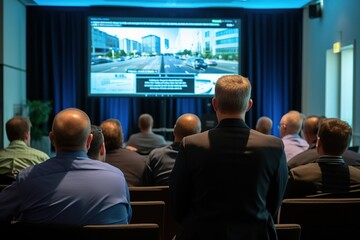 Fototapeta premium people watching tv in conference