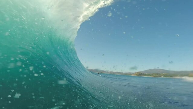 Riding the wave - view from inside the tube