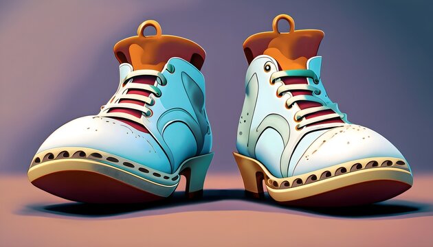 baby shoes on a blue background, Ai generated 