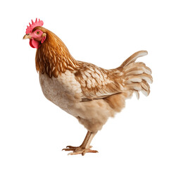 Fototapeta premium Portrait of a chicken isolated on white background, transparent cutout