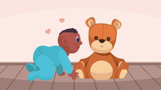 afro new born crawling character animation