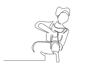 woman work village life rural milk carry line art