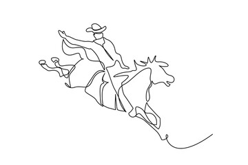 cowboy western show horse animal jump lifestyle line art