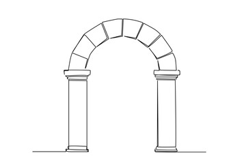 old historical greek column pillar door entrance building line art