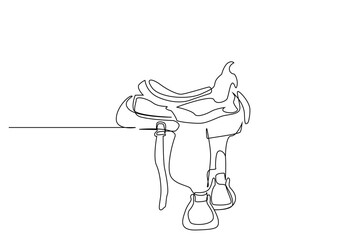 horse sitting saddle object line art