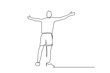 young happy male victory free happy outside nature line art