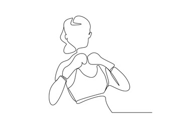 young woman box kickbox sport lifestyle line art