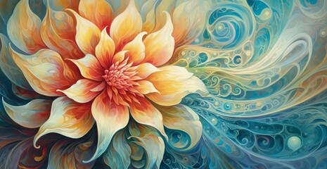 Colorful Flowing Wavy Flower Art Graphic