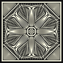 vector contemporary white ethnic lines scarf pattern on black