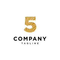 Number 5 Wood carpentry logo icon vector template.eps